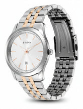 Titan Men's Watch Silver Dial Silver & Gold Stainless Steel Strap Watch, 1823KM02