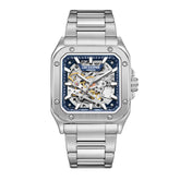 Lee Cooper Men's Automatic Watch Analog Blue Dial with Silver Stainless Steel Band, LC08198.390