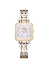 Lee Cooper Women's Analog Watch with White Mother Of Pearl Dial and Silver/Rose Gold Stainless Steel Band, LC08380.530