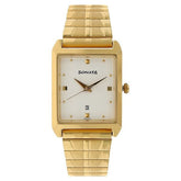 Sonata Men's Watch Analog White Dial With Gold Stainless Steel Band, 7007YM01