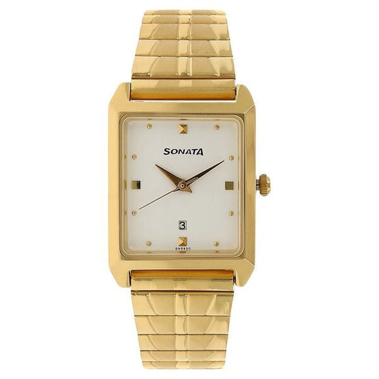 Sonata, Men, Analog, Watch, White Dial, Stainless steel Strap, 7007YM01