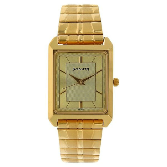 Sonata, Men, Analog, Watch, Champagne Dial, Stainless steel Strap, 7007YM13