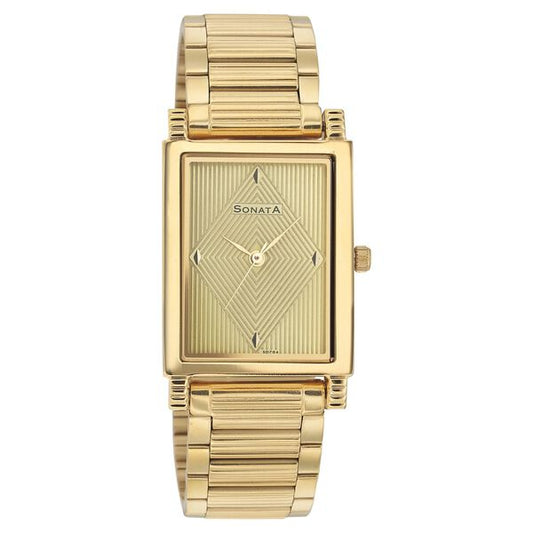 Sonata, Men, Analog, Watch, Champagne Dial, Stainless steel Strap, 7058YM07