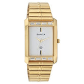 Sonata Men's Watch Analog Silver Dial With Gold Stainless Steel Band, 7075YM01