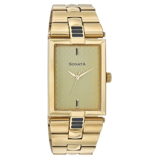 Sonata, Men, Analog, Watch, Champagne Dial, Stainless steel Strap, 7081YM02