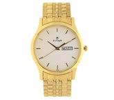 Titan Men's Watch Karishma Collection Analog, White Dial Gold Stainless Strap, 1636YM01