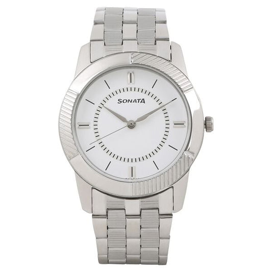 Sonata, Men, Analog, Watch, Silver Dial, Stainless steel Strap, 7100SM03