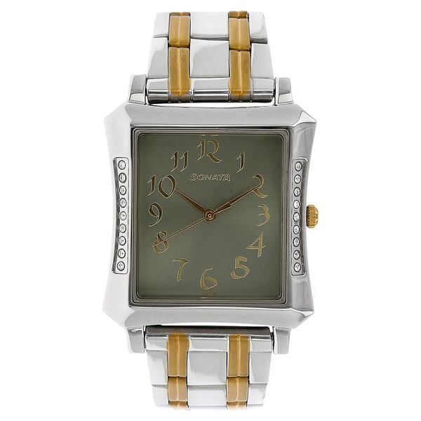 Sonata Men's Watch Analog Grey Dial With Stainless Steel Band, 7106BM01