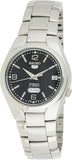 Seiko 21 Jewels Men's Automatic Watch Analog Black Dial with Silver Stainless Steel Band, SNK623K