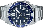 Casio Men's Watch Analog Blue Dial with Silver Stainless Steel Band, MTD-135D-2AVDF