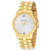 Sonata Men's Watch Analog Silver Dial With Gold Stainless Steel Band, 7113YM01