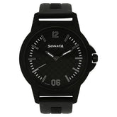 Sonata Men's Watch Analog Black Dial With Black Plastic Strap, 7119PP02