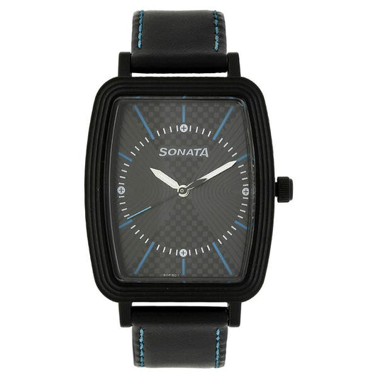 Sonata, Men, Analog, Watch, White Dial, Leather Strap, 7120PL01