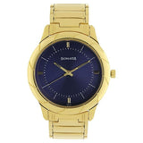 Sonata Men's Watch Analog Blue Dial With Gold Stainless Steel Band, 7125YM01