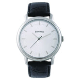 Sonata Men's Watch Analog White Dial With Black Leather Strap, 7128SL01
