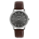 Sonata Men's Watch Analog Grey Dial With Brown Leather Strap, 7128SL02