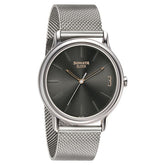 Sonata Men's Watch Analog Grey Dial With Mesh Stainless Steel Band,  7128SM05