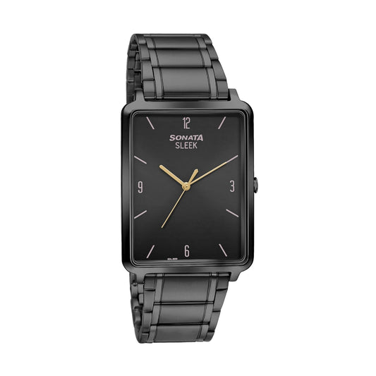 Sonata, Men, Analog, Watch, Black Dial, Stainless steel Strap, 7144NM01