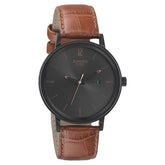 Sonata Men's Watch Analog Black Dial With Brown Leather Strap, 7131NL02