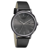 Sonata Men's Watch Analog Grey Dial With Black Leather Strap, 7131NL03