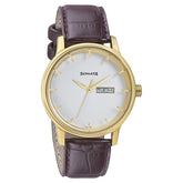 Sonata Men's Watch Analog White Dial With Brown Leather Strap, 7134YL02