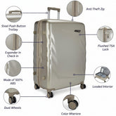 VIP Scott 69cm, 8 Wheel Hard Top Trolley, Silver, SCOTT69SIL
