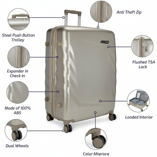 VIP Scott 69cm, 8 Wheel Hard Top Trolley, Silver, SCOTT69SIL