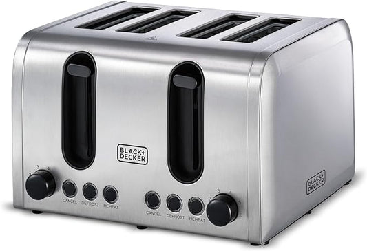 Black+Decker 4 Slice Stainless Steel Toaster, 2100 Watts, ET444 Toaster BL-ET444