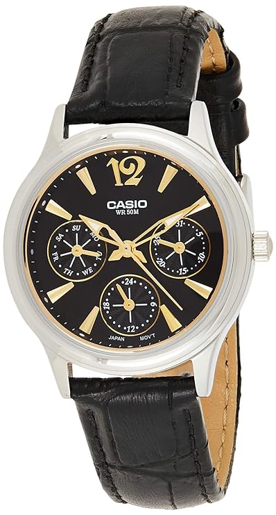 Casio men analog watch, black dial with comfortable strap, model CS-LTP-2085L-1AVDF, Bahrain