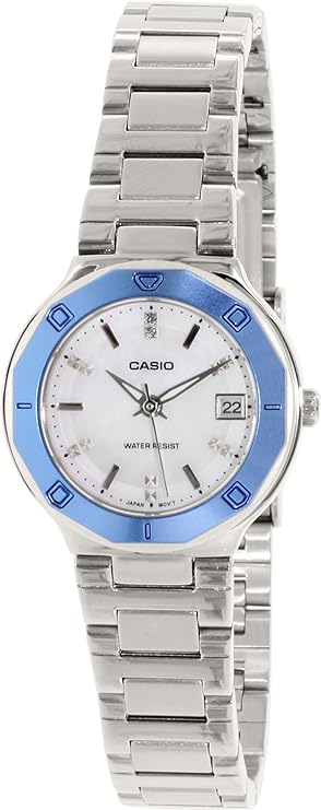 Casio, Women’s Watch Analog,Mother of Dial Black Leather Band, LTP-1366D-7ADF