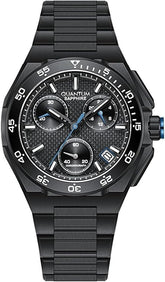 Quantum Men's Chronograph Watch Black Dial Black Metal Band, PWG1283.650