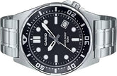 Casio Men's Watch Analog Black Dial with Silver Stainless Steel Band, MTD-135D-1AVDF
