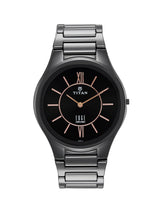Titan Men's Watch Edge Ceramic - Slimmest Ceramic Analog Watch, Black Dial Black Ceramic Strap, 1696NC01