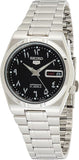 Seiko 21 Jewels Arabic Dial Men's Watch Analog Black Dial with Silver Stainless Steel Band, SNK063J5