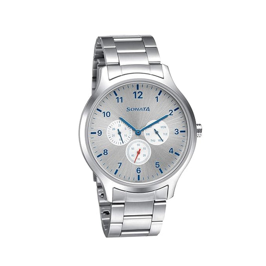 Sonata, Men, Analog, Watch, Silver Dial, Stainless steel Strap, 7140SM01