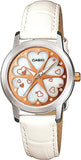 Casio, Women's Watch Analog, White Dial White Leather Band, LTP1323L