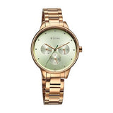Titan Women's Watch Analog Green Dial with Rose Gold Stainless Steel Band, 2648WM09
