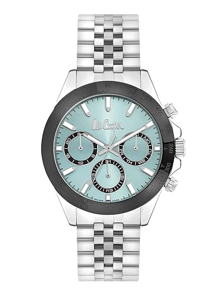 Lee Cooper Men's  Multifunction Watch Blue Dial With Silver Metal Band,LC07963.300