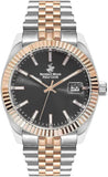 Beverly Hills Polo Club Men's Analog Watch, Gun Black Dial  With Silver Stainless Steel Band, BP3810X.560