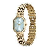 Titan Raga Spotlight Women's Quartz Analog Watch, Tiffany Blue Dial, Gold Metal Strap, TI-95430YM01