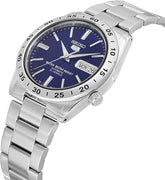 Seiko Men's Mechanical Watch Analog, Blue Dial Silver Stainless Band, SNKD99K