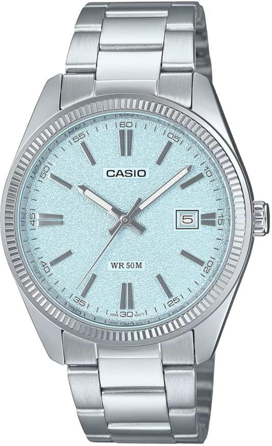 Casio Men's Watch Analog Torquoise Dial With Stainless Steel Band, MTP-1302DA-2A2VDF