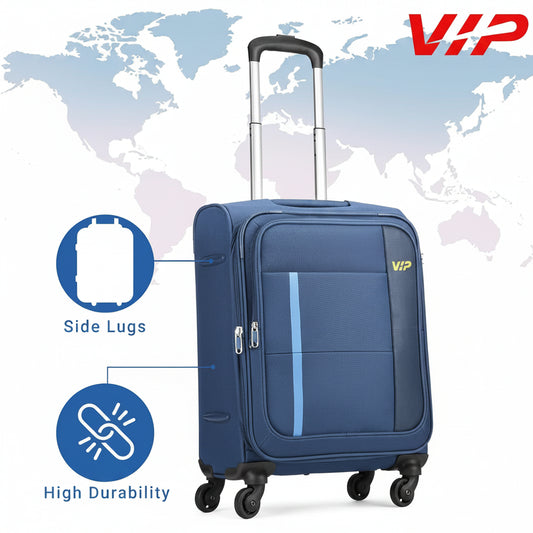 VIP Toronto Plus 55cm 4 Wheel Soft Trolley Blue, TORONTOPLUS55BLU