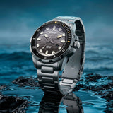 Titan Zero Hour Diver's 100M Quartz Watch for Men, Black Dial with Silver Stainless Steel Bracelet, 10067KM01