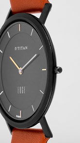 Titan Men's Edge Watch Analog, Black Dial With Brown Leather Strap, 1595NL03