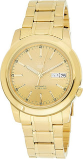 Seiko Men's Mechanical Watch Analog, Black Dial with Silver Stainless Steel Band, SNKE56K