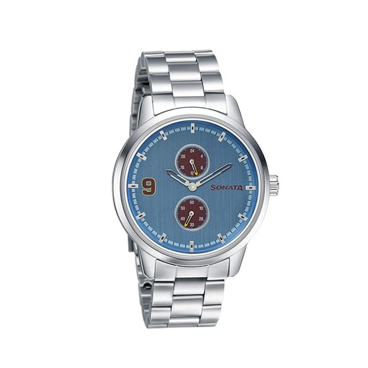 Sonata, Men, Analog, Watch, Blue Dial, Stainless steel Strap, 7139SM03