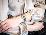 Casio Men's Watch Vintage Collection Digital, Beige Dial With Silver Stainless Steel Strap, A168WA-8AYDF