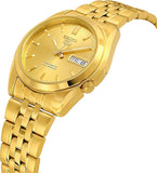 Seiko Men's Mechanical Watch Analog, Gold Dial Gold Stainless Band ,SNK366K