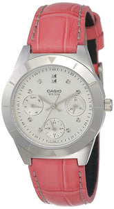 Casio, Women’s Watch Analog, Silver Dial Pink Leather Band, LTP-2083L-4AVDF